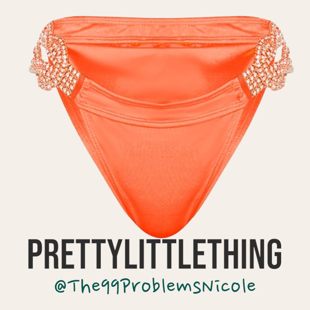 PrettyLittleThing Swim High Leg Bikini Bottom Coral
